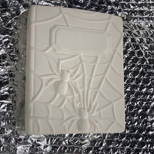 NWT Paint Your Own Ceramic Halloween Spooky Book Spider Webs
